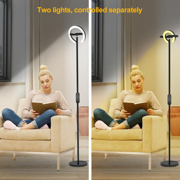 LED Gulvlampe - Transformbar med fjernbetjening - Kontor/hjem - 2000 Lumen - Sort