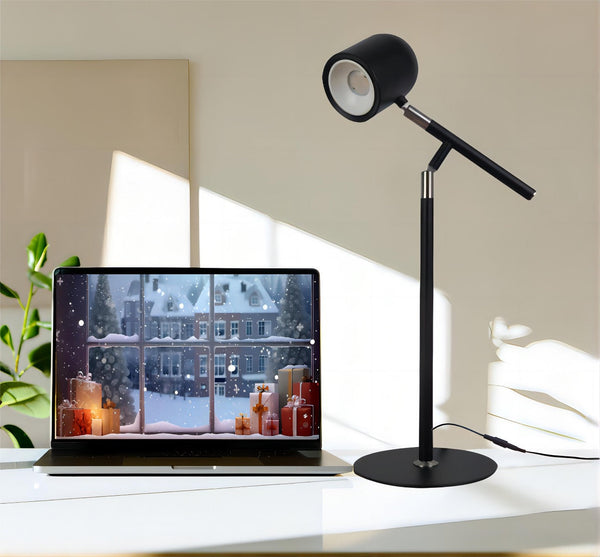 Klassisk & Minimalistisk Skrivbordslampa – Med Bas & Justerbar Arm – Svart