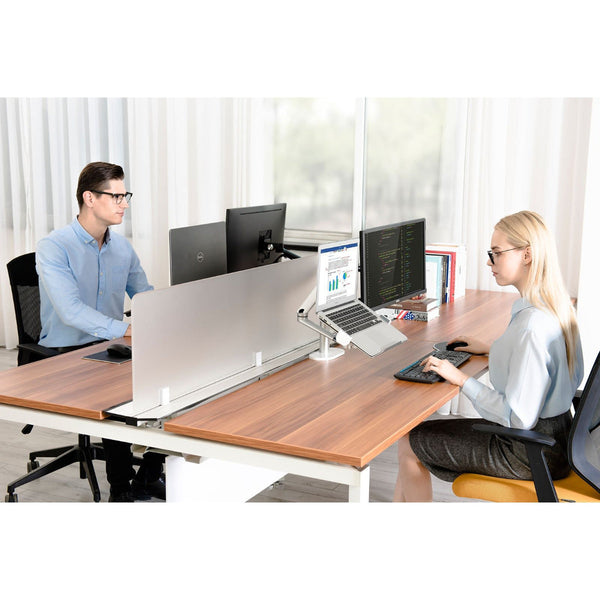 WERGON - Konrad - Justerbar Dual holder - Til en Laptop 11-17" + en Monitor skærm Max 27"  - Sølv